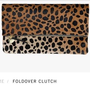 Clare V. Leopard Foldover Clutch (Authentic)